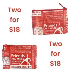 LULULEMON Two (2) Red Manifesto Coin Purse ID Card Mini Pouch NWOT